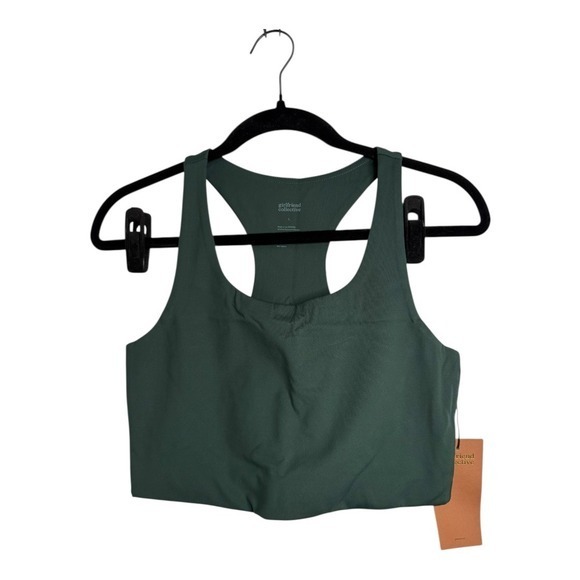 Girlfriend Collective Paloma Racerback Sports Bra‎ Large (Green) NEW - Picture 3 of 9